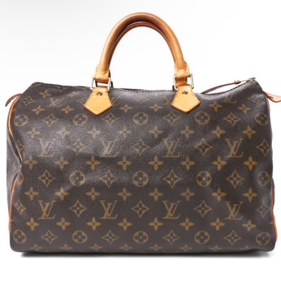 Louis Vuitton Speedy Duffle 35 Brown Canvas Monogram EUC - Picture 1 of 13